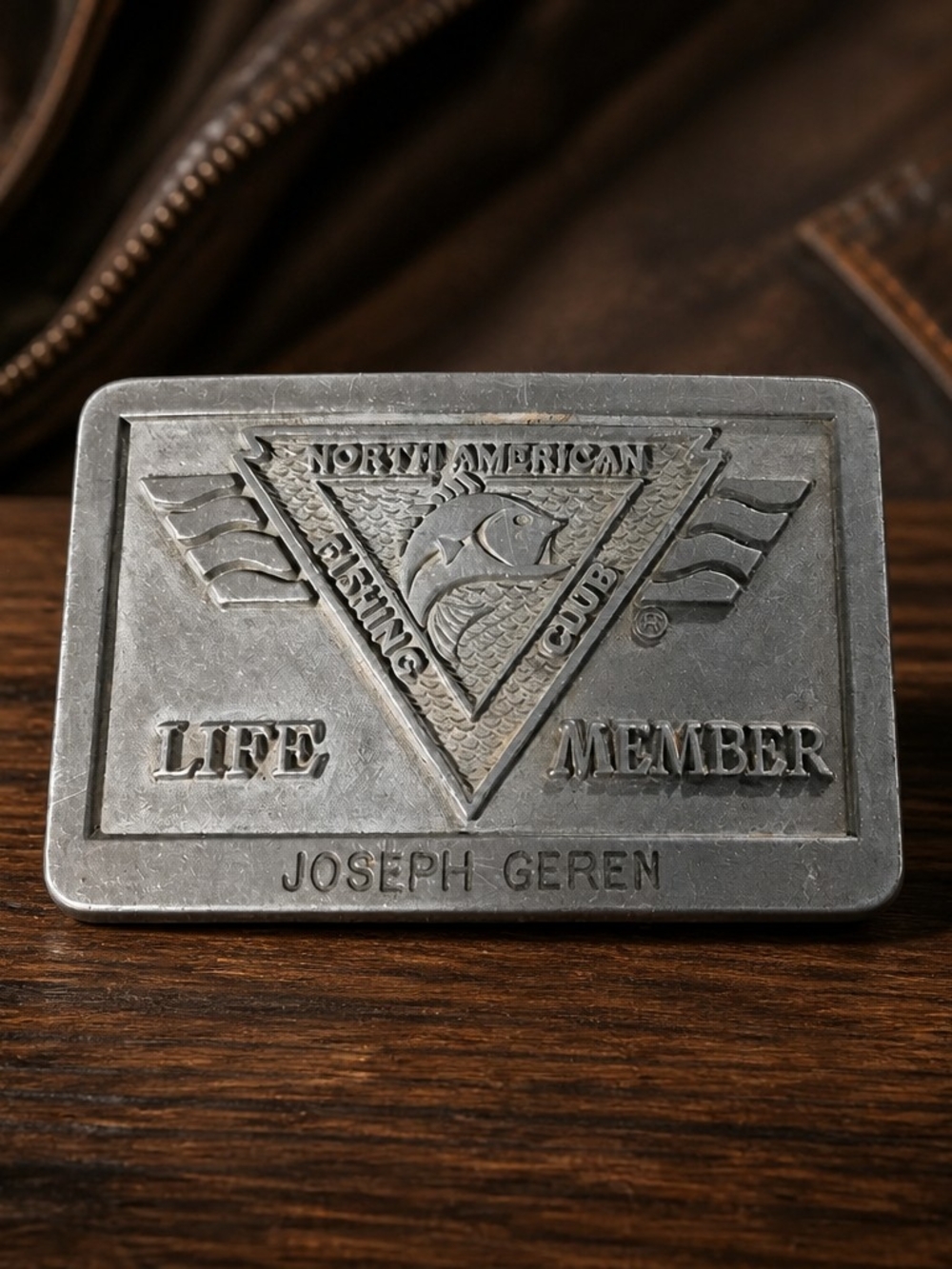 Vintage North American Fishing Club Life Member Joseph Geren Belt Buckle 1091